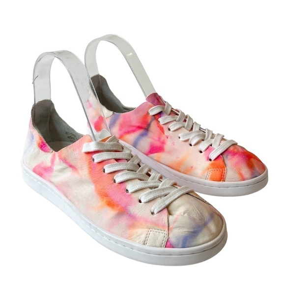 SCHUTZ Ofelia Tie-Dye Leather Sneakers Casual Size 7.5 - Picture 2 of 10